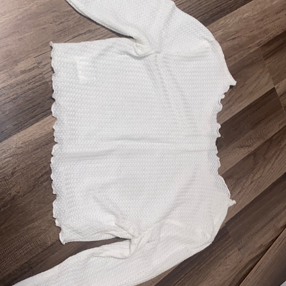 Long sleeve, white crop top from shein.